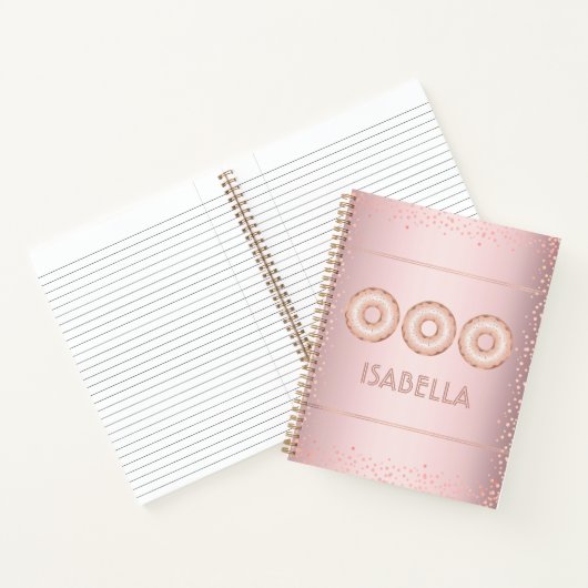 Carnet Rose rose rose or parties scintillant beignets nom (Intérieur)