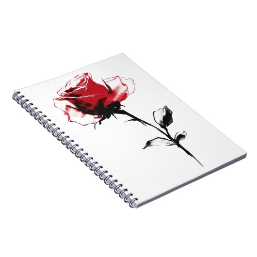 Carnet Rose rouge Aquarelle (Côté Droit)