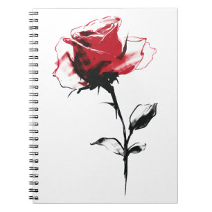 Carnet Rose rouge Aquarelle