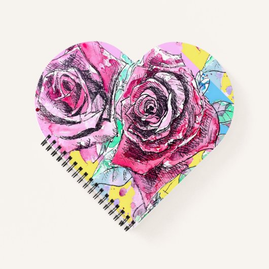 Carnet Rose Rouge Aquarelle Fleur Fleurs Fleur (Devant)