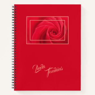 Carnet Rose rouge Crimson sous verre Personnalisé