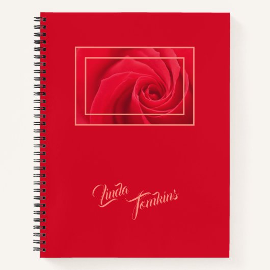 Carnet Rose rouge Crimson sous verre Personnalisé (Devant)