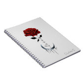 Carnet Rose rouge de style tatouage et lune de croissant (Côté Droit)