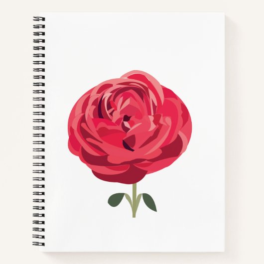 Carnet Rose rouge Fleur Floral Rose rouge (Devant)