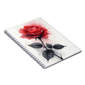 Carnet Rose rouge - Fleurs aquarelle (Côté Droit)