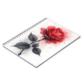 Carnet Rose rouge - Fleurs aquarelle (Côté gauche)