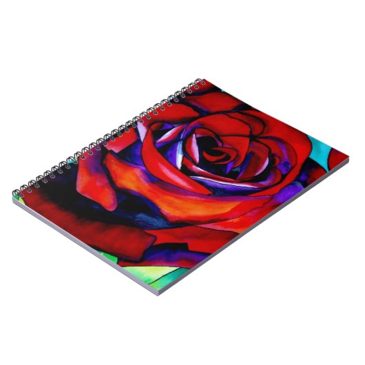Carnet Rose rouge macro art original (Côté gauche)