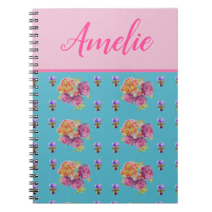 Carnet Rose Rouge Rose Shabby Chic Bleu Turquoise Floral