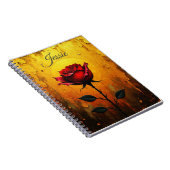 Carnet Rose rouge sur fond doré  (Côté Droit)