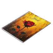 Carnet Rose rouge sur fond doré  (Côté gauche)