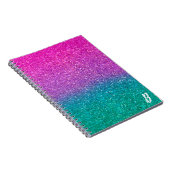 Carnet Rose sarcelle aqua bleu et violet pailleté brillan (Côté Droit)