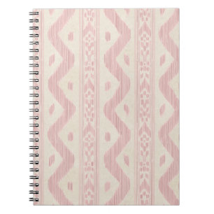 Carnet Rose saumon ikat, fine rayure tissée