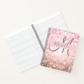Carnet Rose simple Gold Lights Nom Monogram Blush (Intérieur)