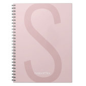 Carnet Rose Simple Moderne Grande Initiale Amusement Pers (Devant)