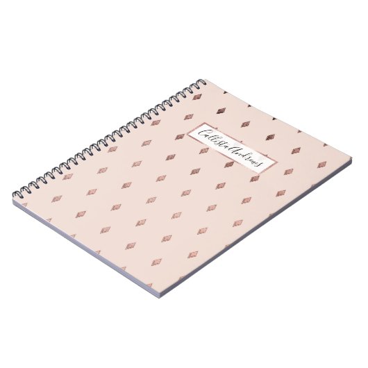 Carnet Rose simple or bleu rose diamant Motif (Côté gauche)