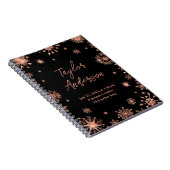 Carnet Rose Snowflakes Gold sur Black Birth Stats (Côté Droit)