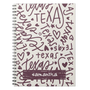 Carnet Rose sombre Texas Doodle Motif