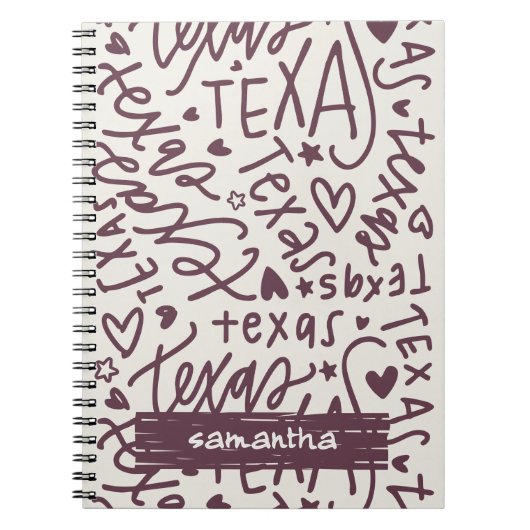 Carnet Rose sombre Texas Doodle Motif (Devant)