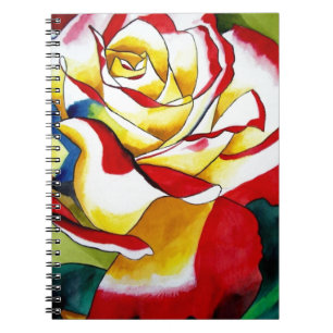 Carnet Rose thé aquarelle art original Fleur