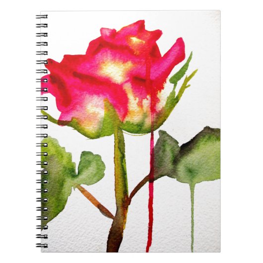 Carnet Rose thé hybride aquarelle art floral moderne (Devant)