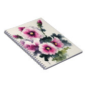 Carnet Rose trémière - Fleurs à l'aquarelle (Côté Droit)