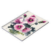 Carnet Rose trémière - Fleurs à l'aquarelle (Côté gauche)