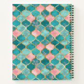 Carnet Rose Turquoise Or Motif Élégant Personnalisé (Dos)