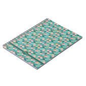 Carnet Rose Turquoise Or Motif Élégant Personnalisé (Côté gauche)