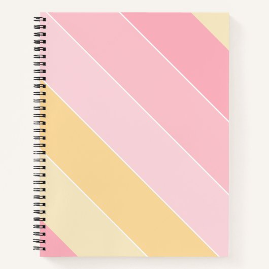 Carnet Rose Vanille Jaune Blanc Moderne Tendance Rayé (Devant)