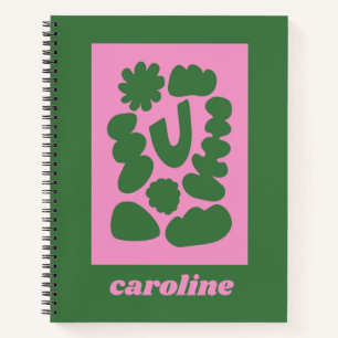 Carnet Rose Vert Moderne Abstrait Géométrique Personnalis