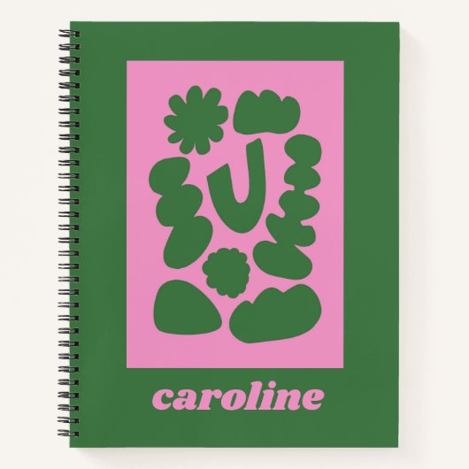 Carnet Rose Vert Moderne Abstrait Géométrique Personnalis (Devant)