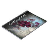 Carnet Rose victorien Perles de Bohême Monogramme (Côté gauche)
