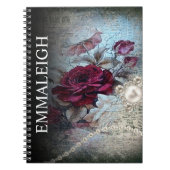 Carnet Rose victorien Perles de Bohême Monogramme (Devant)