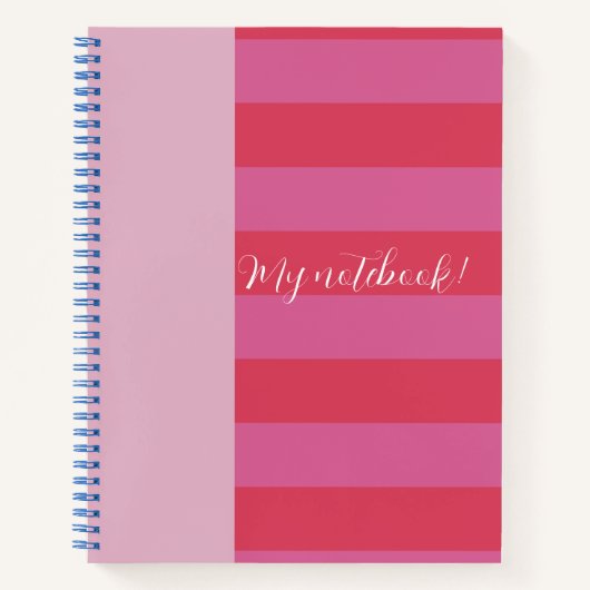 Carnet Rose vif et rouge joyeux rayé (Devant)