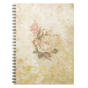 Carnet Rose vintage rose et ivoire