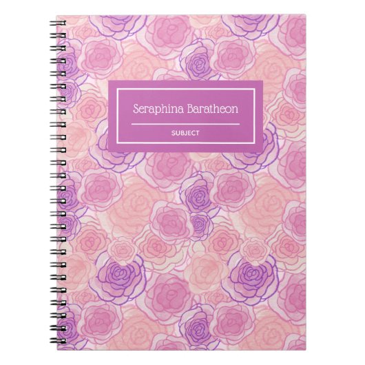 Carnet Rose violet Rose Floral Personnalisé (Devant)