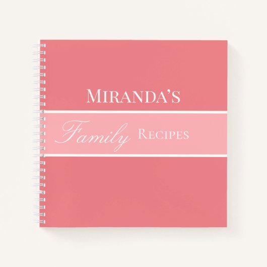 Carnet Rose Votre Nom Famille Recettes Script Typographie (Devant)
