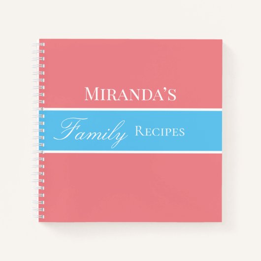 Carnet Rose Votre Nom Famille Recettes Script Typographie (Devant)