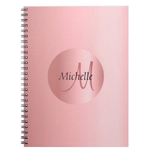 Carnet Rosegold Elegant Monogramme Modèle moderne (Devant)