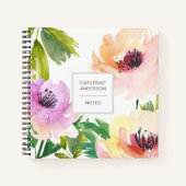 Carnet Roses Abstraits d'aquarelle avec votre nom (Devant)