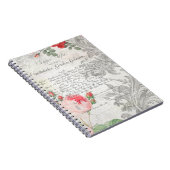 Carnet Roses anciens, manuscrits gravés et script (Côté Droit)