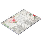 Carnet Roses anciens, manuscrits gravés et script (Côté gauche)