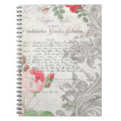 Carnet Roses anciens, manuscrits gravés et script (Devant)