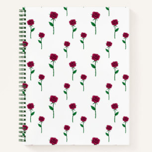 Carnet Roses avec tige romantique design Saint Valentin