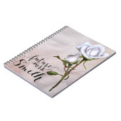 Carnet Roses blanches douces Élégant Shabby Chic Future M (Côté gauche)