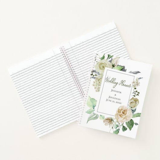 Carnet Roses blanches élégantes |avec devis | WEDDING PLA (Intérieur)