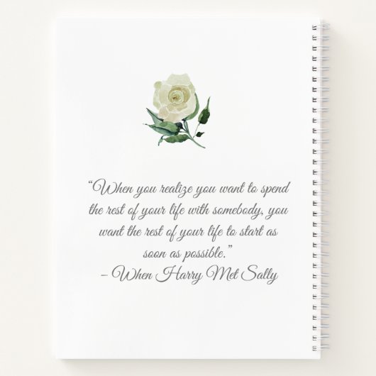 Carnet Roses blanches élégantes |avec devis | WEDDING PLA (Dos)