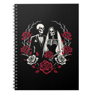 Carnet Roses blanches rouges & noires Squelette Couple Ma