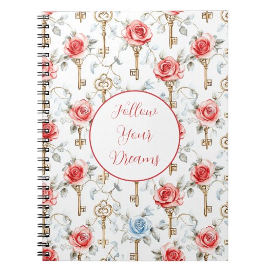 Carnet Roses Bleues Rouges Clés Or (Devant)