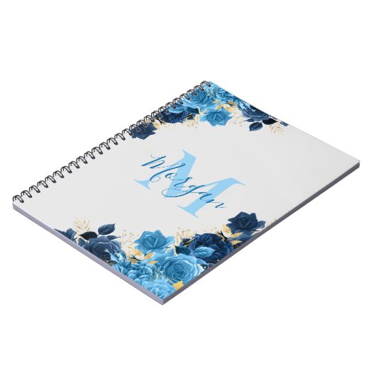 Carnet Roses Bleus Avec Script Parties scintillant Or Mon (Côté gauche)